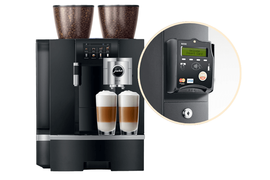 Machine à café avec boîtier de paiement